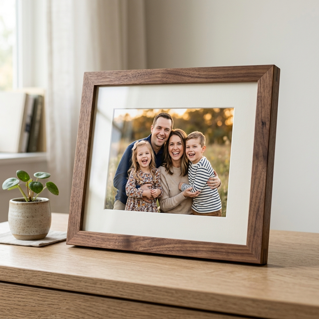 Family Photo in Walnut Frame
