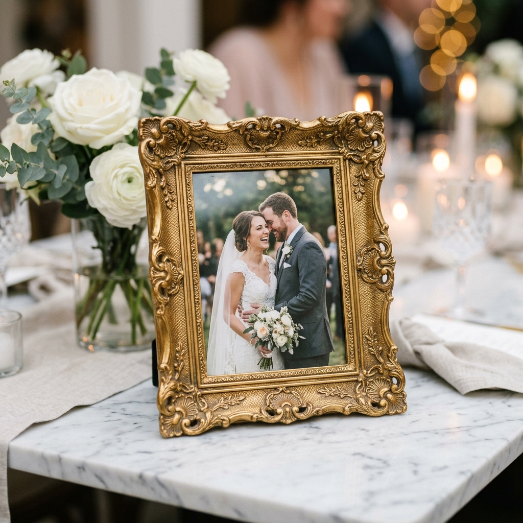 Wedding Photo in Gold Frame
